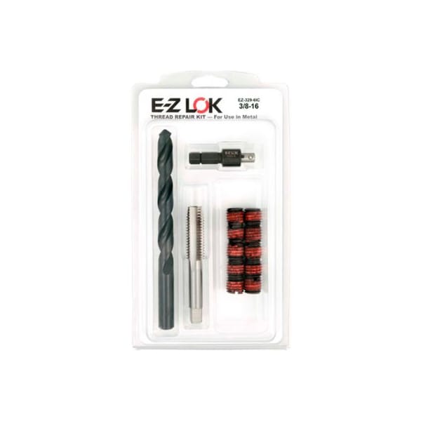 EZ Lok ScrewLocking Thread Repair Kit, Self Locking Thread Inserts, 3/8"16x9/16"12, Steel EZ